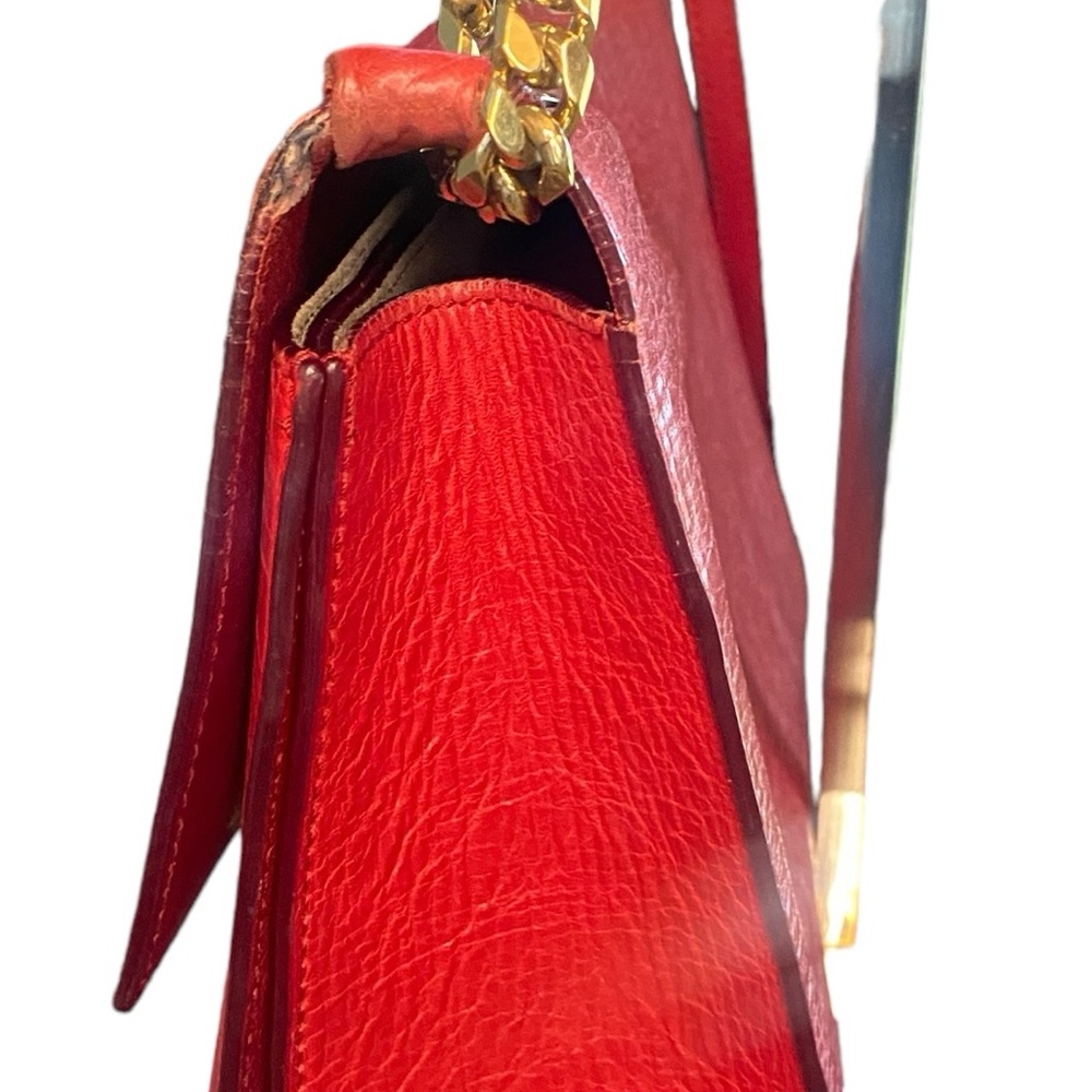JIMMY CHOO REBEL RED LEATHER SHOULDER/CROSSBODY BAG - Picture 12 of 15